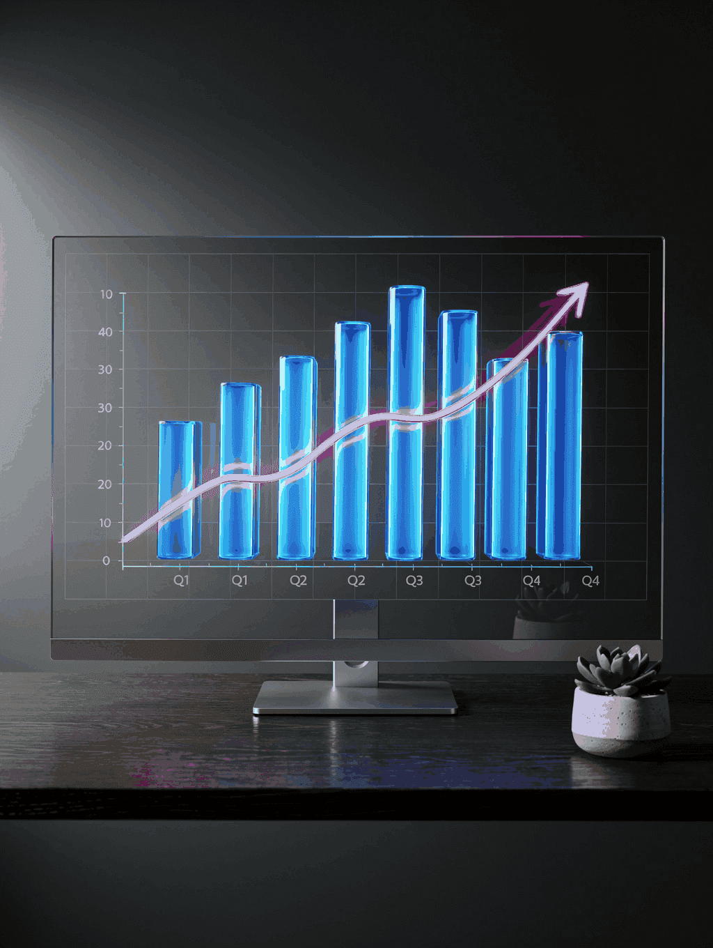 Positive growth charts showing increased hotel revenue