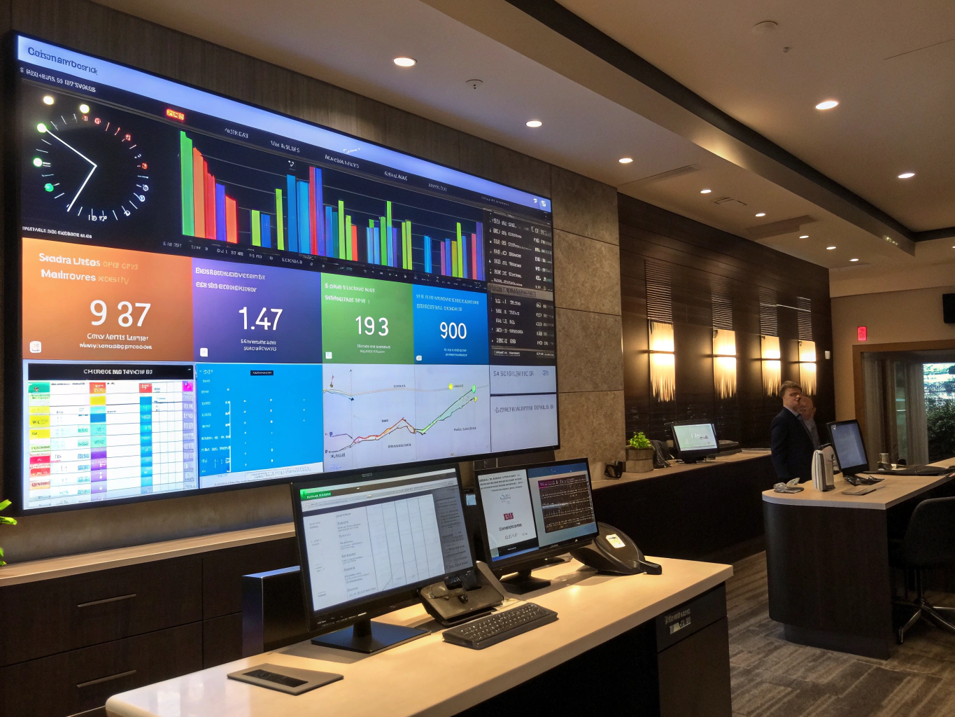 Professional hotel revenue management dashboard showing growth analytics