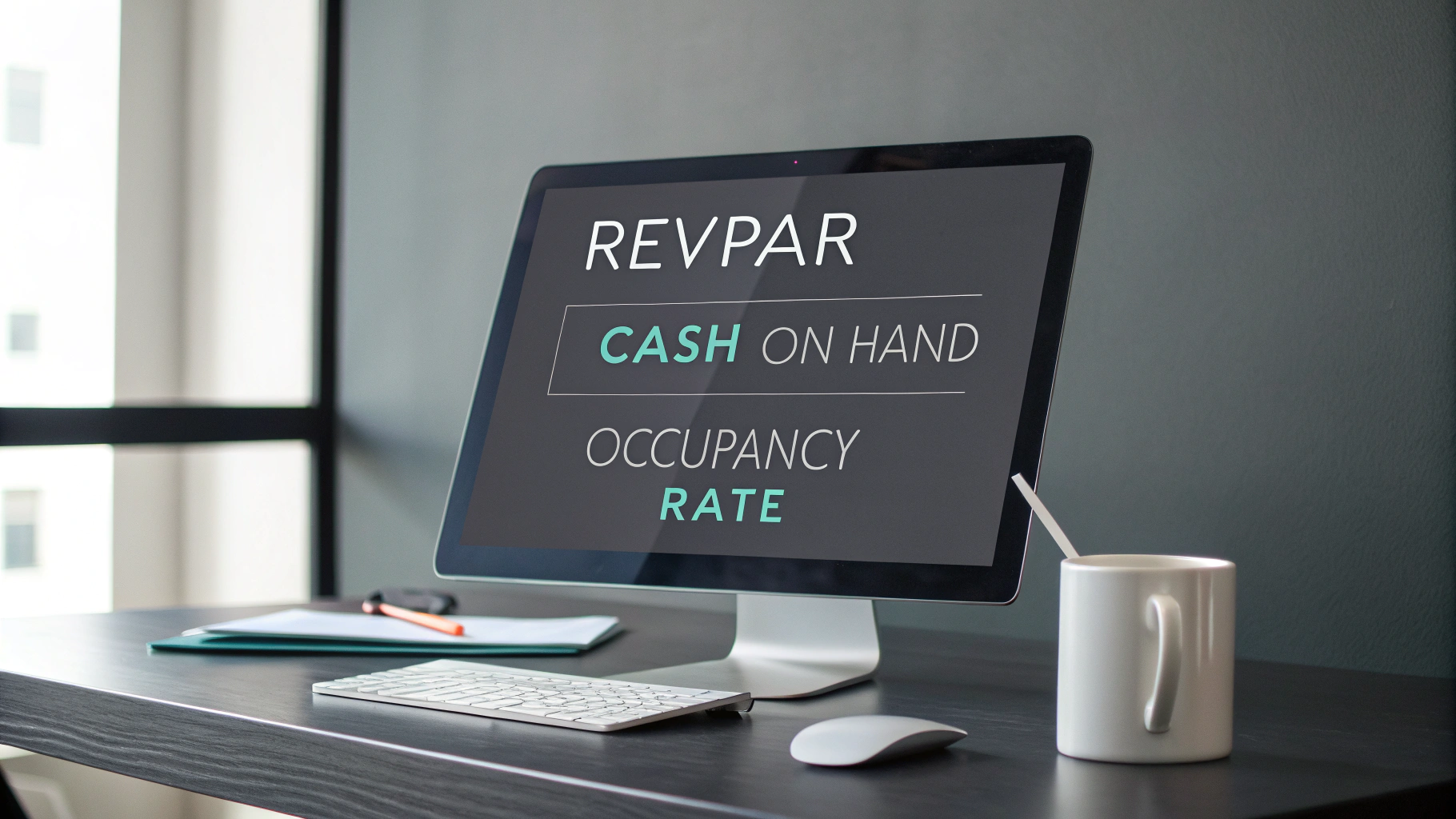 Modern hotel revenue management dashboard showing growth metrics