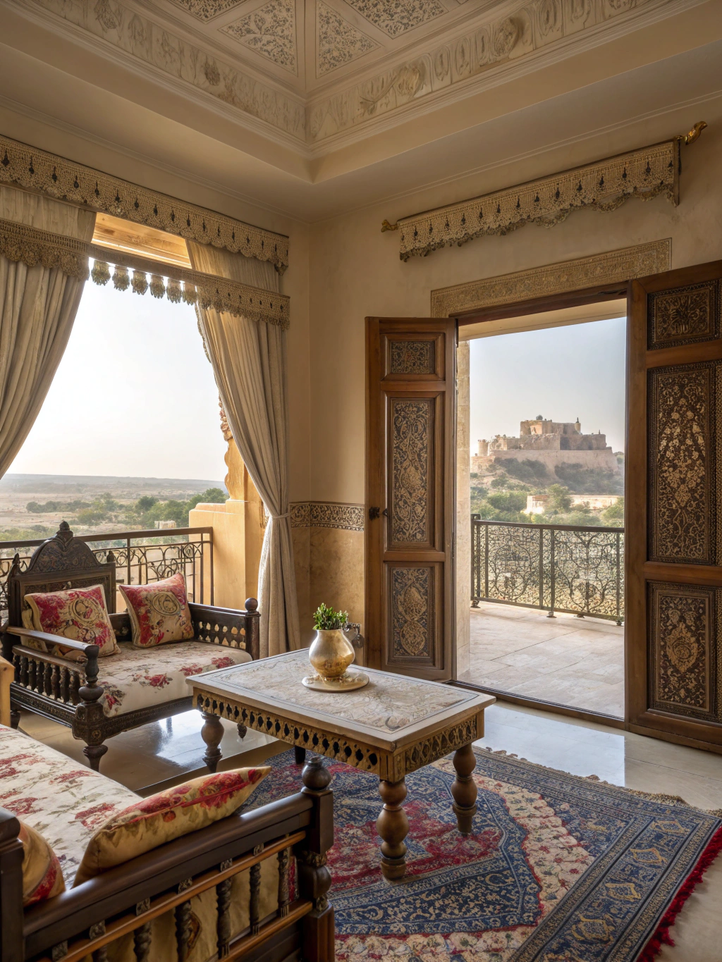 Blue City Boutique Hotel — luxury suite overlooking the Mehrangarh Fort