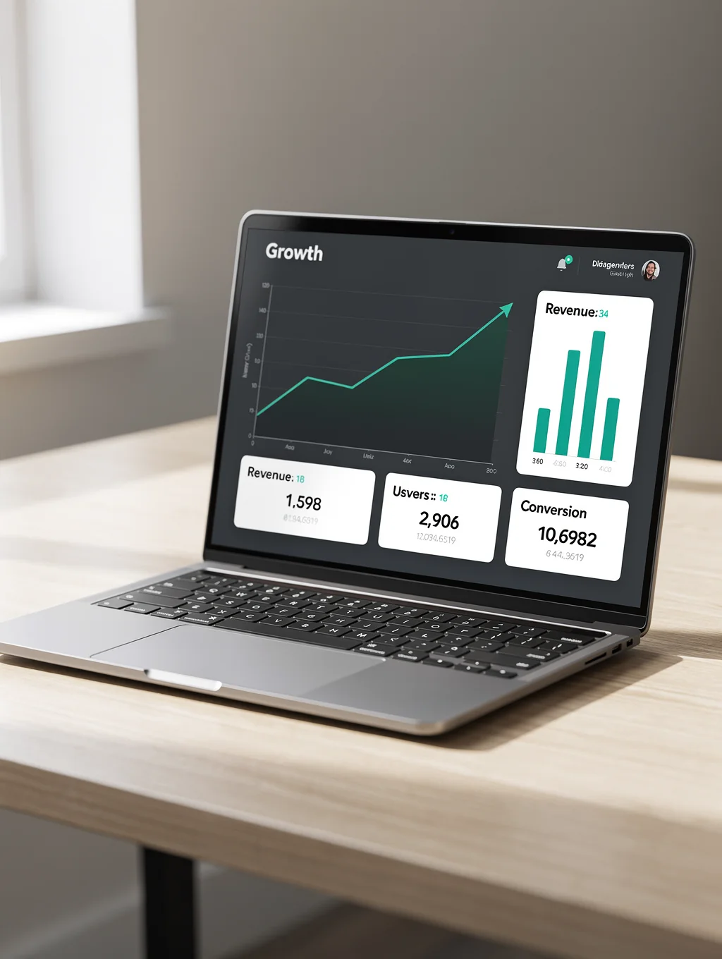 Budget Hotel Kenya — revenue dashboard showing growth metrics and OTA performance