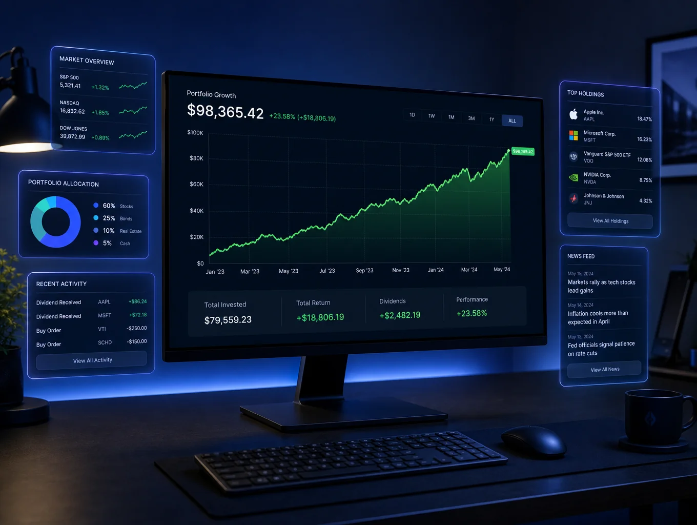 Monitoring hotel revenue growth and performance metrics on a screen