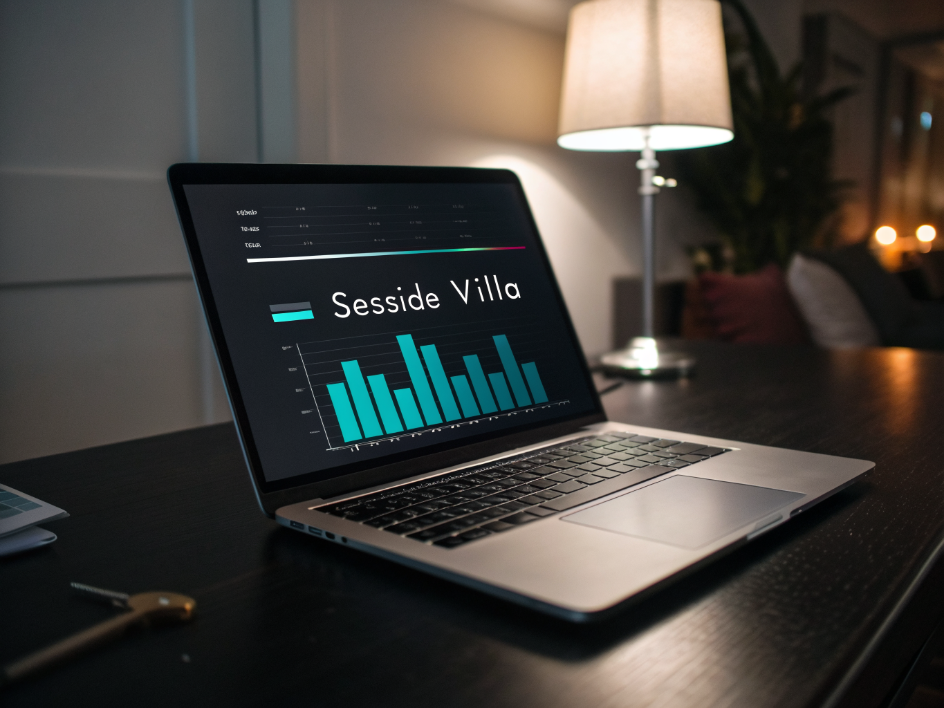 Dynamic hotel rate algorithm interface on laptop