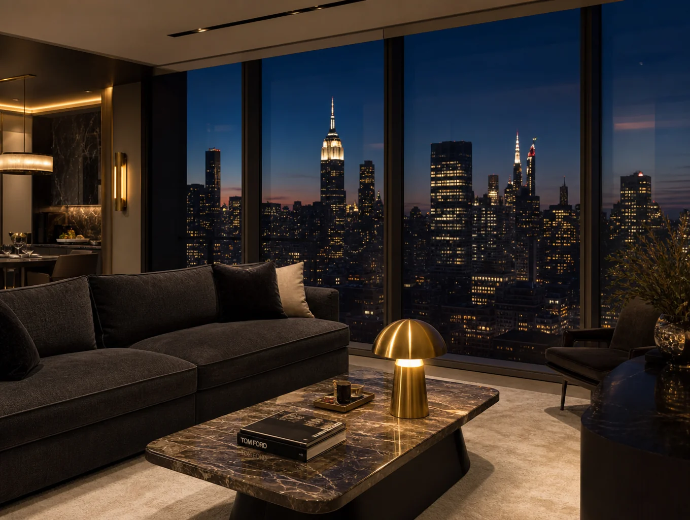 Modern luxury hotel executive suite with architectural interior design